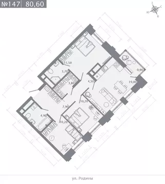 3-к кв. Татарстан, Казань ул. Родины, 27Б (80.6 м)