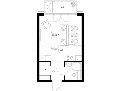 Квартира-студия: Москва, ЖК 2-й Иртышский, 1.2 (25.1 м)