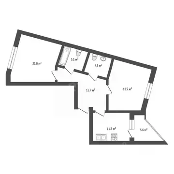 2-к кв. Тюменская область, Тюмень Широтная ул., 189к1 (79.0 м)