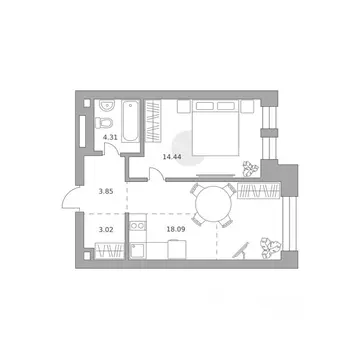 1-к кв. Москва Дубининская ул., 28 (43.71 м)