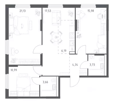 3-к кв. Башкортостан, Уфа ул. Минигали Губайдуллина, 8к9 (83.55 м)
