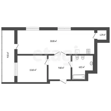 1-комнатная квартира: Тюмень, улица Дмитрия Менделеева, 12 (62 м)