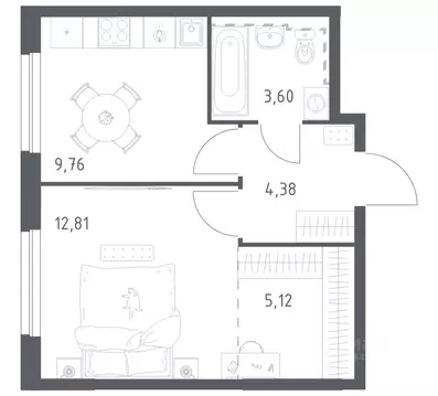 1-к кв. Башкортостан, Уфа ул. Рашита Манурова (35.67 м)