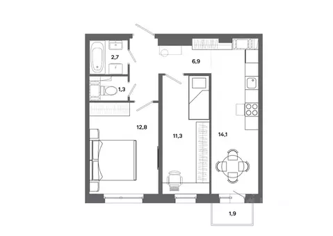 2-к кв. Ханты-Мансийский АО, Сургут ул. Ивана Захарова, 16 (49.1 м)
