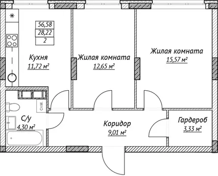 2-к кв. Нижегородская область, Нижний Новгород Сахарный Дол жилой ...