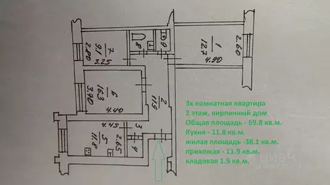 3-к кв. Ставропольский край, Ставрополь ул. 50 лет ВЛКСМ, 81/1 (69.8 ...
