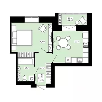 1-к кв. Костромская область, Кострома ул. 8-я Рабочая, 4 (41.4 м)