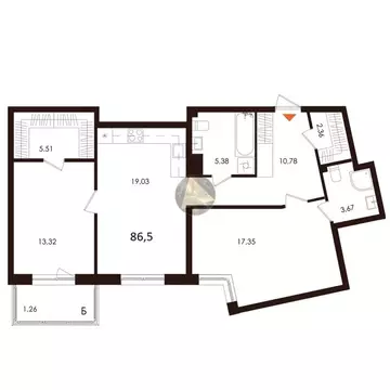 2-комнатная квартира: Сестрорецк, Авиационная улица, 5к3 (86.5 м)