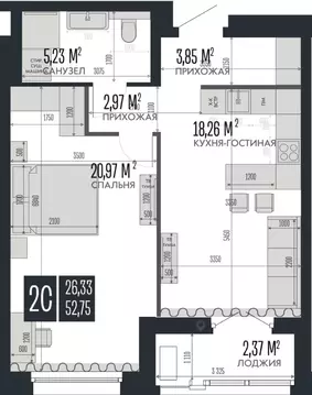 2-к кв. Алтайский край, Барнаул Опера Резиденс жилой комплекс, БС3 ...