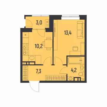 1-к кв. Пермский край, Пермь Ераничи мкр,  (36.6 м)