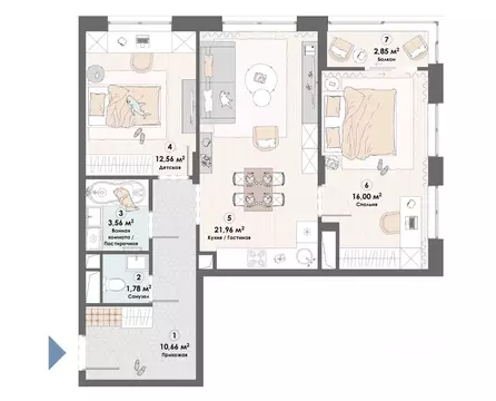 3-к кв. Московская область, Пушкино Надсоновский туп. (69.37 м)