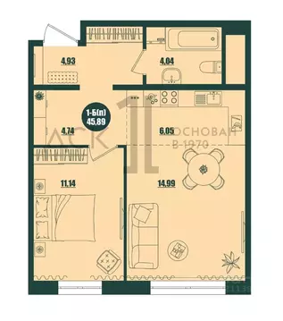 1-к кв. Ханты-Мансийский АО, Сургут 39-й мкр, Крылов жилой комплекс ...