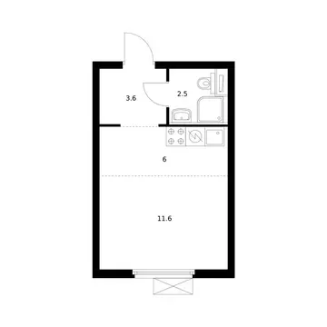 Квартира-студия: Москва, Амурская улица, 2Ак1 (23.7 м)