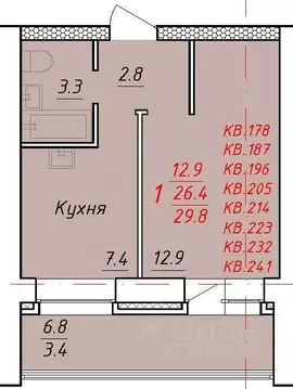 1-к кв. Алтайский край, Новоалтайск Индустриальная ул., 18А (29.8 м)