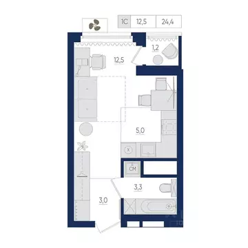 1-к кв. Башкортостан, Уфа ул. Евгения Столярова, 13 (24.4 м)