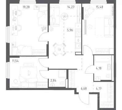 3-к кв. Башкортостан, Уфа ул. Минигали Губайдуллина, 8к9 (84.4 м)