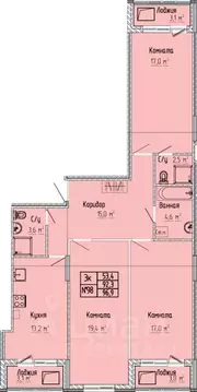 3-к кв. Тверская область, Тверь Атлант жилой комплекс (96.9 м)