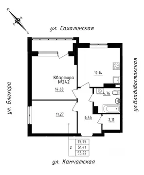 2-к кв. Свердловская область, Екатеринбург ул. Кронштадтская, 30 ...