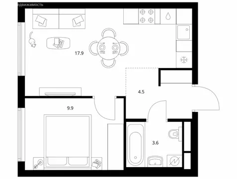 1-комнатная квартира: Москва, ЖК 2-й Иртышский, 1.1 (36.5 м)