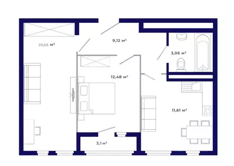 2-к кв. Иркутская область, Иркутский муниципальный округ, Маркова рп, ...