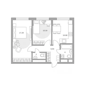 2-к кв. Московская область, Мытищи ул. Красная Слобода (50.5 м)