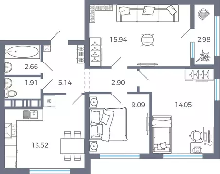 3-к кв. Самарская область, Волжский район, Черноречье с/пос, с. ...