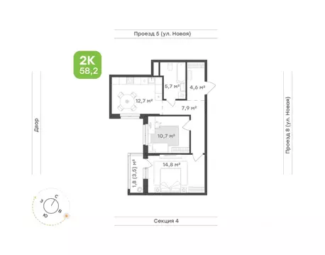 2-к кв. Свердловская область, Екатеринбург Академический мкр, 20-й ...