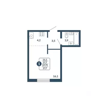 Студия Кировская область, Киров Скандинавия жилой комплекс (27.7 м)