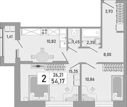 2-к кв. Башкортостан, Уфа Бакалинская ул., 9/1 (55.0 м)