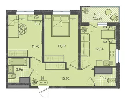 2-к кв. Краснодарский край, Краснодар Теплые Края жилой комплекс ...