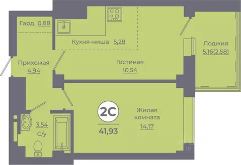 2-к кв. Ростовская область, Ростов-на-Дону ул. Жданова, 31 (41.32 м)