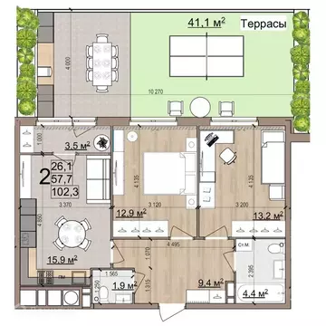 2-к кв. Рязанская область, Рязань Еврокласс жилой комплекс (102.3 м)