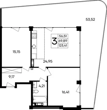 3-комнатная квартира: Прибрежное, Симферопольское шоссе, 177 (123.41 ...