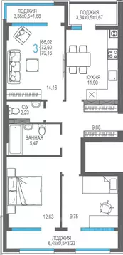 3-к кв. Крым, Алушта На Фонтанке жилой комплекс (72.6 м)