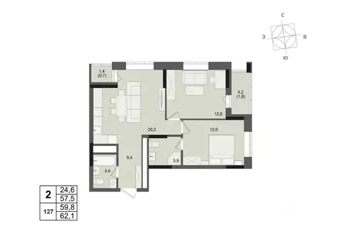 2-к кв. Удмуртия, Ижевск ул. Леваневского (59.8 м)