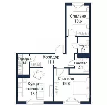 2-к кв. Челябинская область, Челябинский городской округ, пос. ...