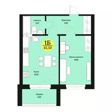 1-к кв. Ставропольский край, Ставрополь Лесная ул., 204 (45.5 м)