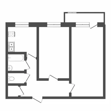 2-комнатная квартира: Тюмень, улица Пермякова, 2А (44.3 м)