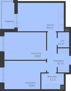 2-к кв. Ярославская область, Рыбинск Западный п/р, Малиновский Квартал ...