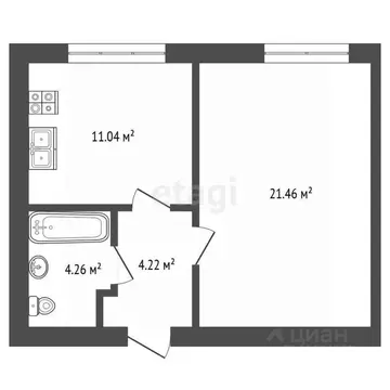 1-к кв. Мордовия, Ковылкино Кооперативная ул., 5 (40.98 м)