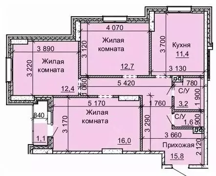 3-к кв. Новосибирская область, Новосибирск Юбилейный мкр,  (74.0 м)