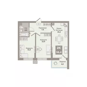 2-к кв. Курганская область, Курган Заозерный жилрайон, 12-й мкр, 1 ...