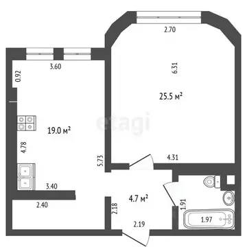 1-к кв. Ханты-Мансийский АО, Ханты-Мансийск ул. Объездная, 10 (56.4 м)