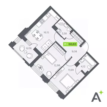 2-к кв. Ленинградская область, Всеволожский район, Заневское городское ...