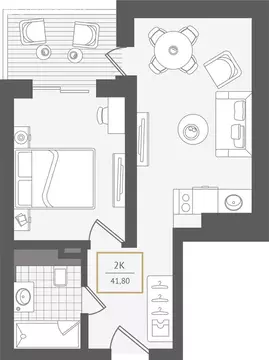 2-комнатная квартира: Адлер, улица Ленина, 280А (42.1 м)