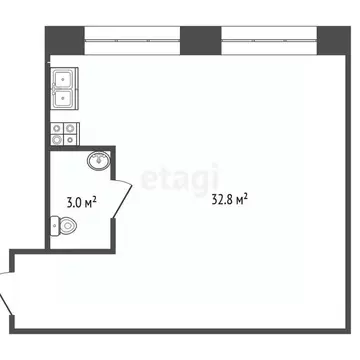 1-к кв. Архангельская область, Архангельск ул. Самойло, 12А (35.8 м)