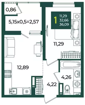 1-к кв. Краснодарский край, Краснодар Образцово мкр,  (36.09 м)