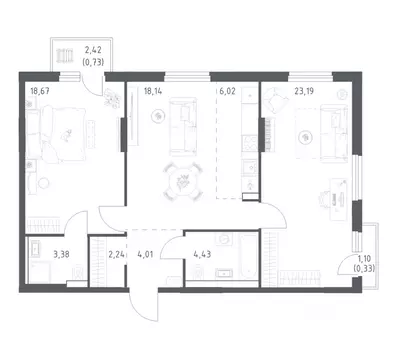 2-к кв. Башкортостан, Уфа ул. Минигали Губайдуллина, 8к9 (81.14 м)