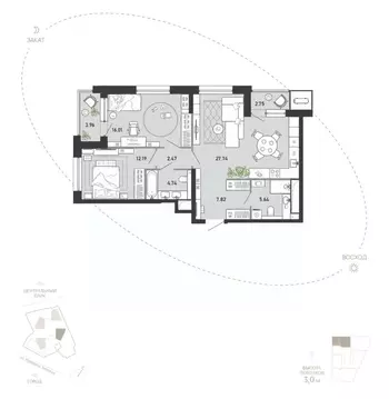2-к кв. Тульская область, Тула Премьер Парк жилой комплекс (83.32 м)