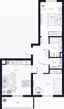 2-к кв. Тюменская область, Тюменский муниципальный округ, Винзили рп  ...